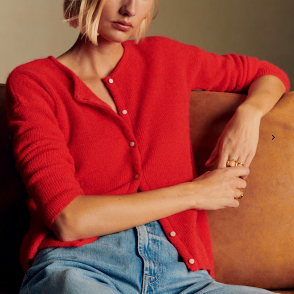 Sezane Vibrant Red Cardigan